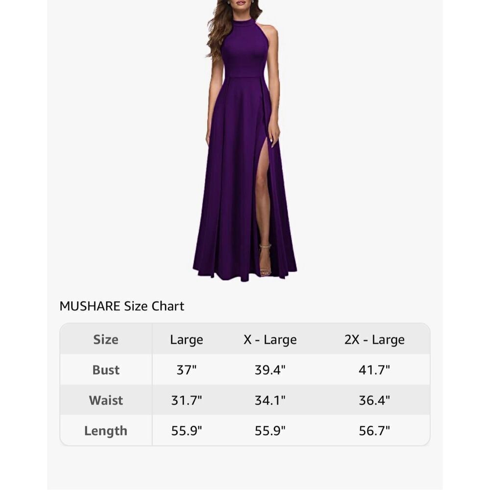 NEW Halter Neck Sexy Split Cocktail Party Maxi Long Formal Dress 2X - Picture 4 of 5
